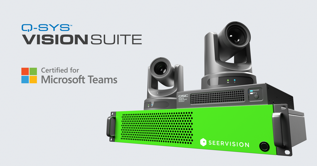 Image text: Q-SYS VisionSuite, Certified for Microsoft Teams