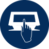 Icon of an index finger over a touch screen