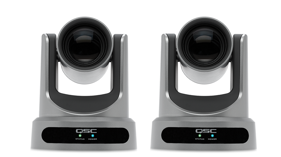 Front view of two Q-SYS PTZ-IP Series PTZ Cameras