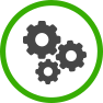 Icon of three gears of varying size