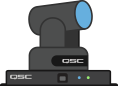 Icon of a QSC PTZ camera sitting on top of additional QSC hardware