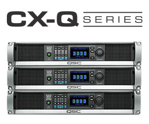Three new CX-Q Series amplifiers stacked on top of eachother