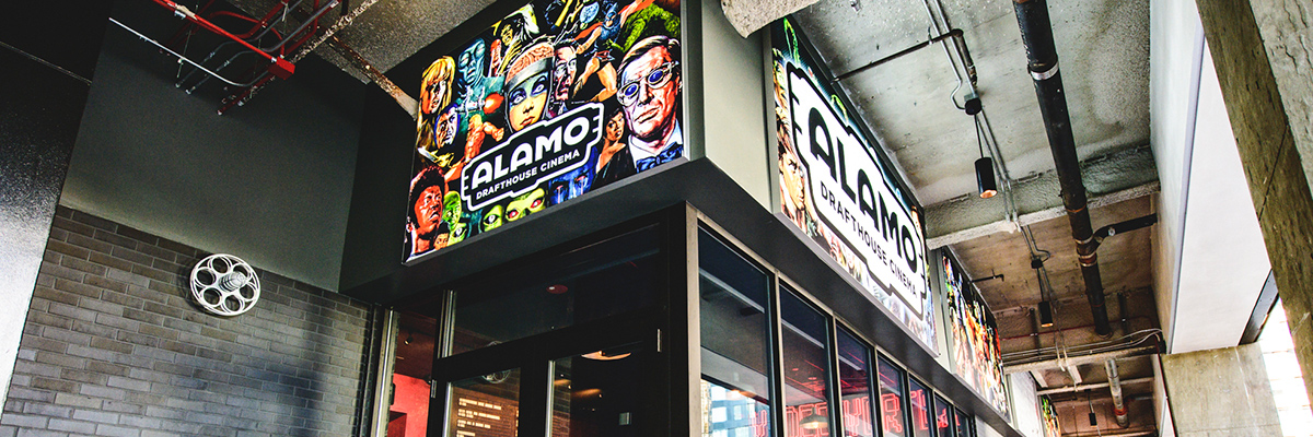 Entrance to the Alamo Drafthouse Cinema in Downtown LA