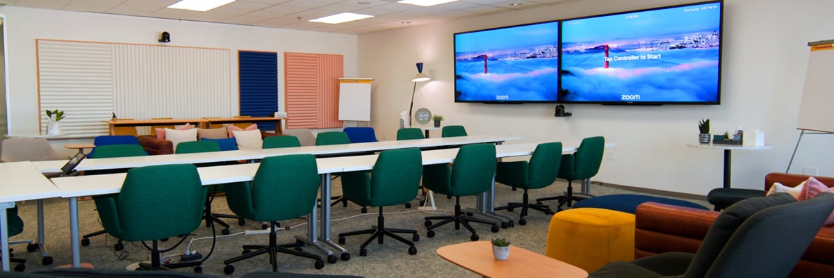 A Q-SYS equipped conference room in built for the Zillow offices