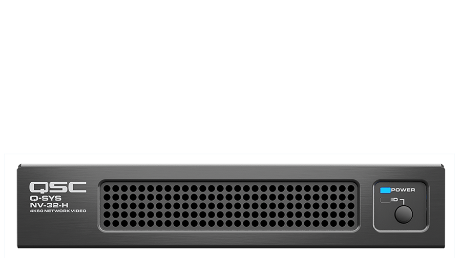 Front view of Q-SYS NV-32-H (Core Capable) processor