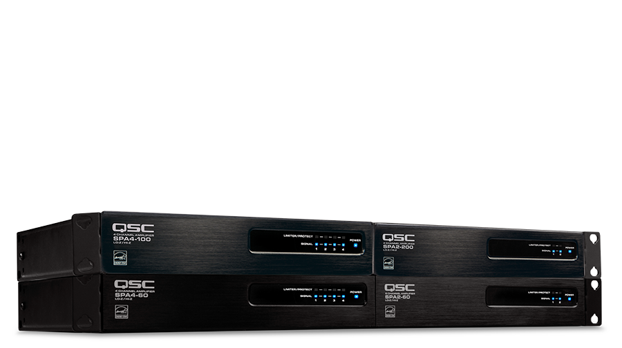 Front view of a Q-SYS SPA2-200