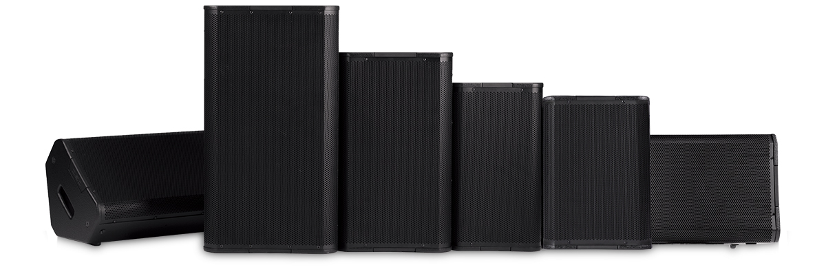 Hero array of AcousticPerformance Series speakers arraigned by height