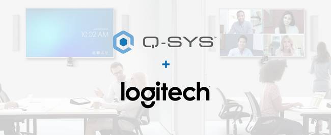 Q-SYS and Logitech logos