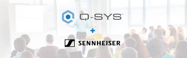 Q-SYS and Sennheiser logos