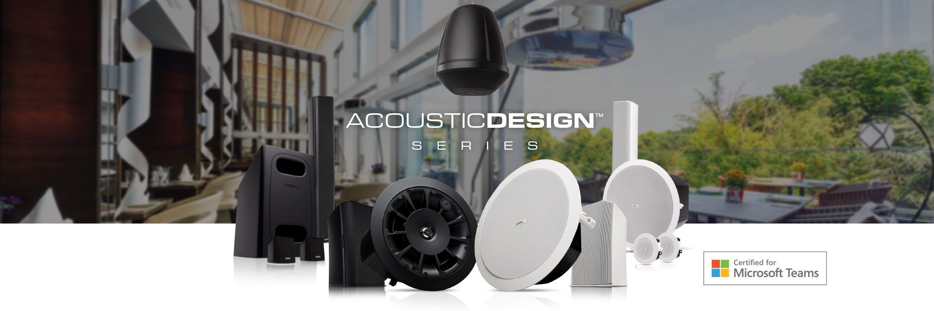 Group shot of the AcoustidDesign Series family in black and white color